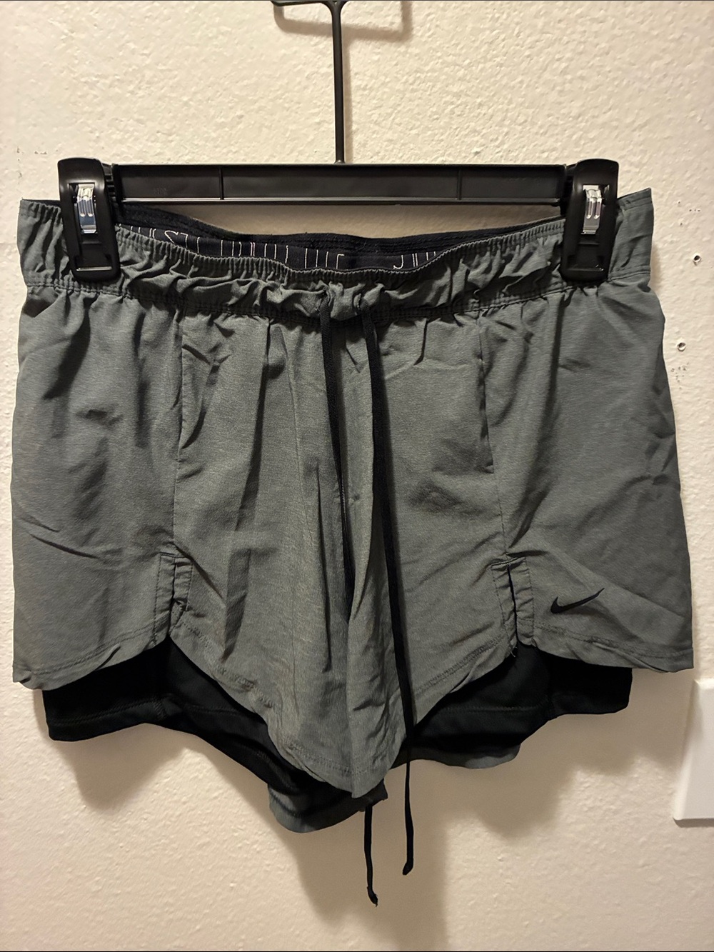 Nike Women's Grey Layered Athletic Shorts